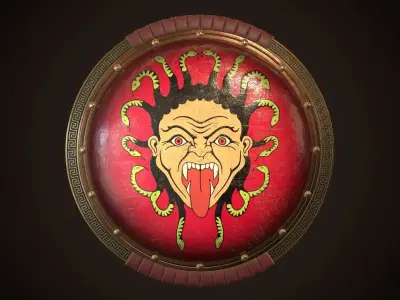 Hoplite Shield Gorgon Low-poly 3D model