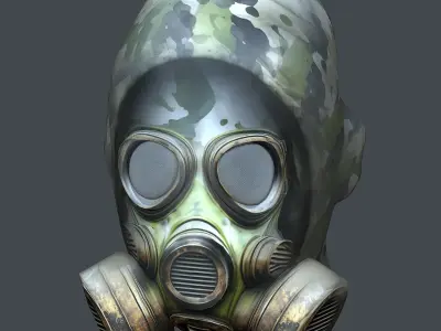 Gas mask helmet 3d model military combat Low-poly Low-poly 3D model