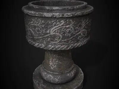 old stone pot lowpoly game asset Low-poly 3D model