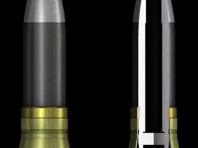 German 20mm MG 151-20 cartridge with cutaway 3D model