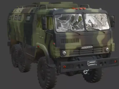 Damaged Military Truck 3D Model 3D model