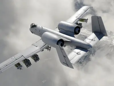 Low Poly PBR A-10 Tank Buster Low-poly 3D model