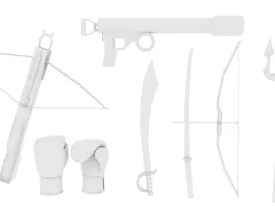 Lowpoly 3D Armaments bow and arrow Low-poly 3D model
