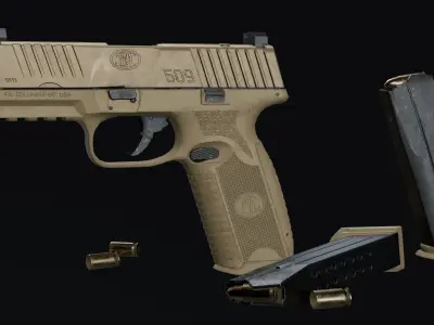 FN509 Tactical Pistol with 17 round 9mm Mag 3D model