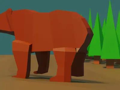Cute Bear In a Big Wood Free 3D model
