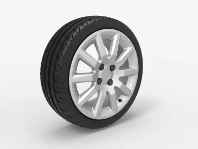 Wheel 4x100 R16 Opel Rim with Kormoran UHP Tire 3D model
