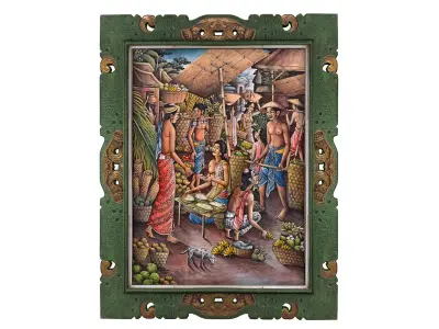 Balinese picture green frame rural landscape Low-poly 3D model