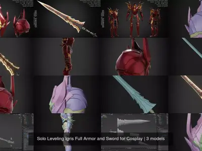 Solo Leveling Igris Full Armor and Sword for Cosplay 3D Model Collection