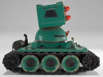 Low-poly 3D model of an anti-aircraft gun Low-poly 3D model