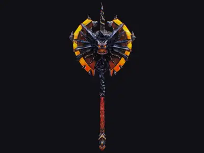 Axe Large Weapon Cutting Fantasy Melee Hatchet Dragon Head Low-poly 3D model