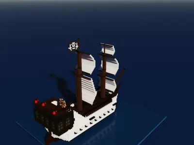 Voxel Pirate Ship Low-poly 3D model