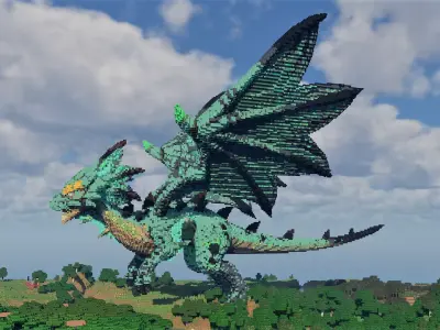 Green Dragon Minecarft Schematic Free low-poly 3D model