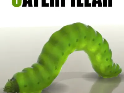 Green Caterpillar Low-poly 3D model