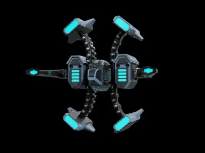 Spaceship lowpoly Low-poly 3D model