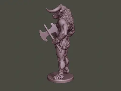 Minotaur Warrior Stand two Axes 3D print model