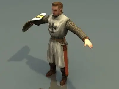 Crusader Knight Low-poly 3D model