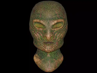 Alien creature bust Low-poly 3D model Free low-poly 3D model