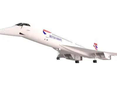 British Airways Concorde Supersonic Flight Low-poly 3D model