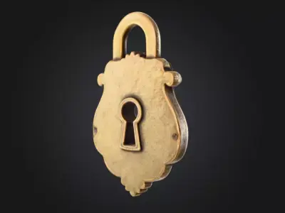 Ornate Padlock Low-poly 3D model