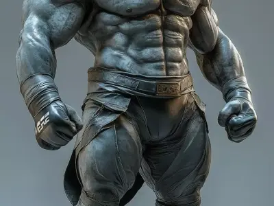 Muscular Shark Warrior Character Anthropomorphic Fighter Boxing Low-poly 3D model