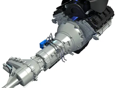 Black Cover Dodge Ram V8 Engine with Transmission 3D model