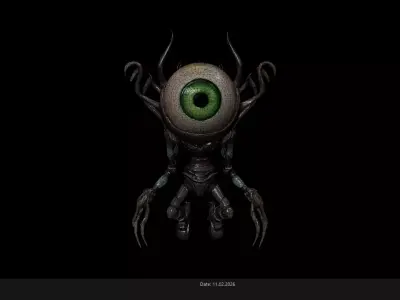 Low Poly Stylized Alien Eye Stalker - PBR Low-poly 3D model