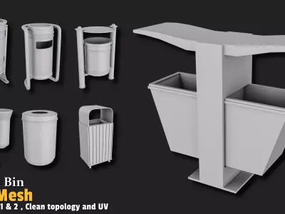 Trash Bin Base Mesh VOL01 Low-poly 3D model