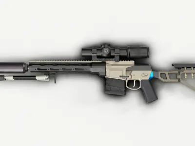 Fix by Q Sniper Rifle Low poly hyper realistic model Low-poly 3D model