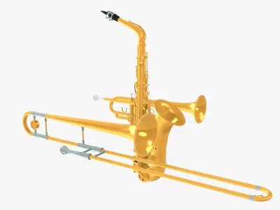 Horn Section Model Pack - Saxophone Trumpet and Trombone 3D model