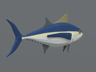 Low Poly Cartoon Tuna Fish Low-poly 3D model