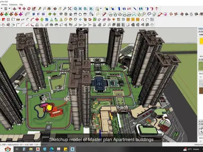3d commercial building with Master plan collection 1 