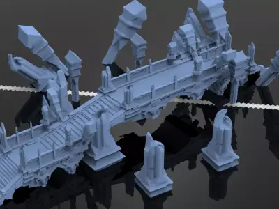 Sunken temple pillars 3D model