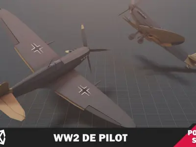 WW2 DE Pilot Low-poly 3D model