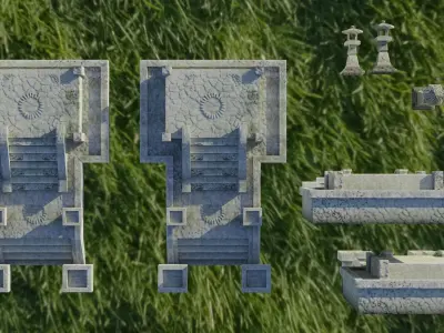 Ancient altar Low-poly 3D model