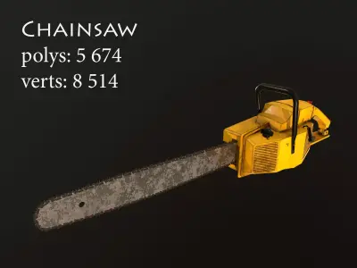 Chainsaw lowpoly Low-poly 3D model