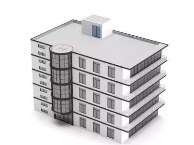 Low Poly Hospital Building Low-poly 3D model