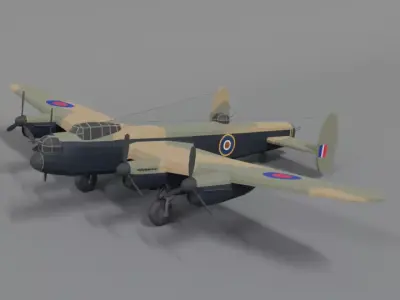 Low Poly Cartoon Avro Lancaster WWII Airplane Low-poly 3D model