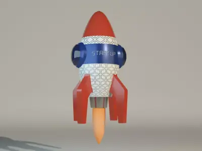 Startup rocket low poly  Low-poly 3D model