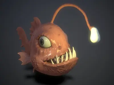 cartoon lamp fish Low-poly 3D model