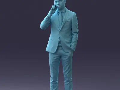 000182 Young Businessman on Phone 0911 3D model