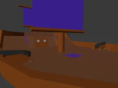 Low Poly Pirate Ship and Canon 3D Model Low-poly 3D model