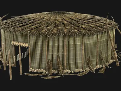 JUNGLE SWAMP SHAMAN HUT HOUSE TENT SHELTER AAA COLLECTION Low-poly 3D model