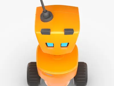 Cute Stylized Cartoon Robot Orange 3D model