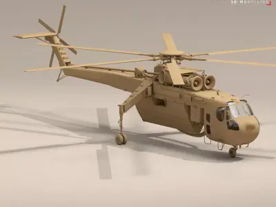 S-64E and S-64F Skycrane 3D model