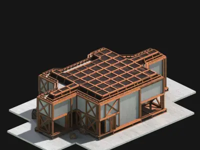 Medieval Low Poly Building Castle Wooden Village Stone House 31 Low-poly 3D model