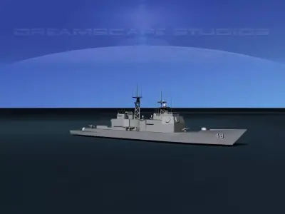 USS Yorktown CG-48 LP Low-poly 3D model