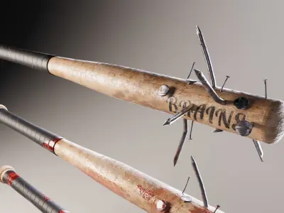 Baseball Bat with Nails Low-poly 3D model