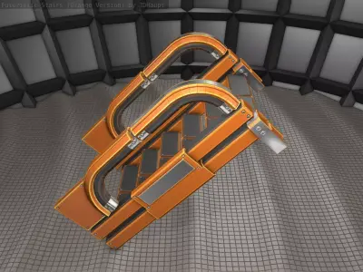 Sci-Fi Stairs - 2 - Orange Version Low-poly 3D model