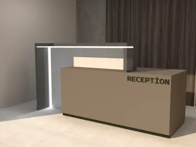 Modern Hotel Reception Desk Low-poly 3D model
