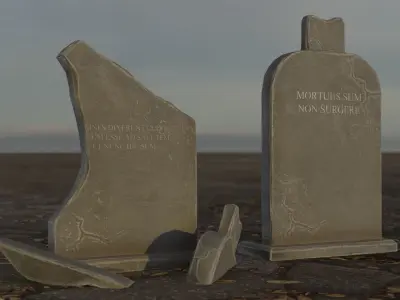Hand Sculpted cemetery gravestones part 14 Low-poly 3D model